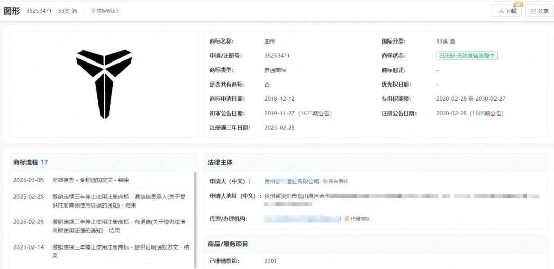 科比遗孀起诉“贵州科比酱酒”商标侵权